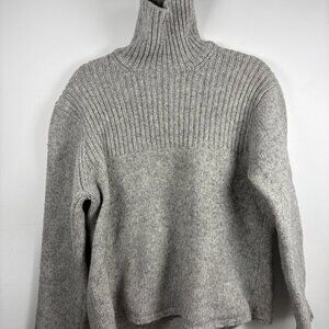 Vintage GAP 100% Lambswool Turtleneck | Babaa-Style Grey Ribbed Knit XL